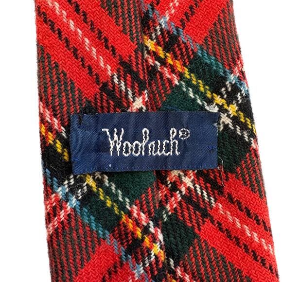 Vintage Woolrich Wool Tweed Skinny Neck Tie Red Plaid Hipster - Picture 4 of 6